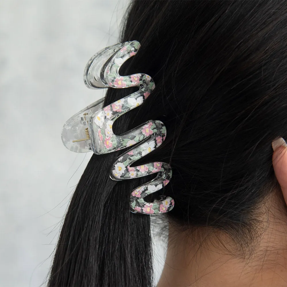 Floral Wave Hair Claw Clip