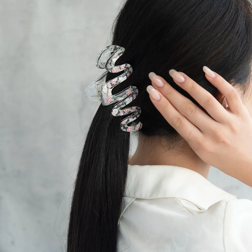 Floral Wave Hair Claw Clip