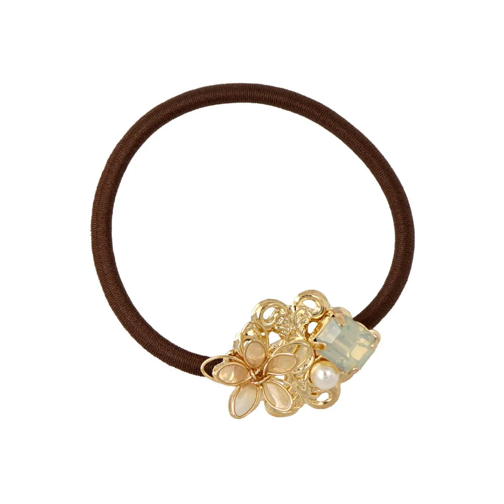 Flower and Stone Hair Tie