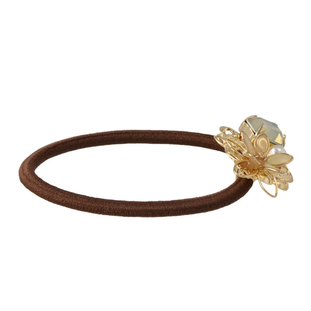 Flower and Stone Hair Tie