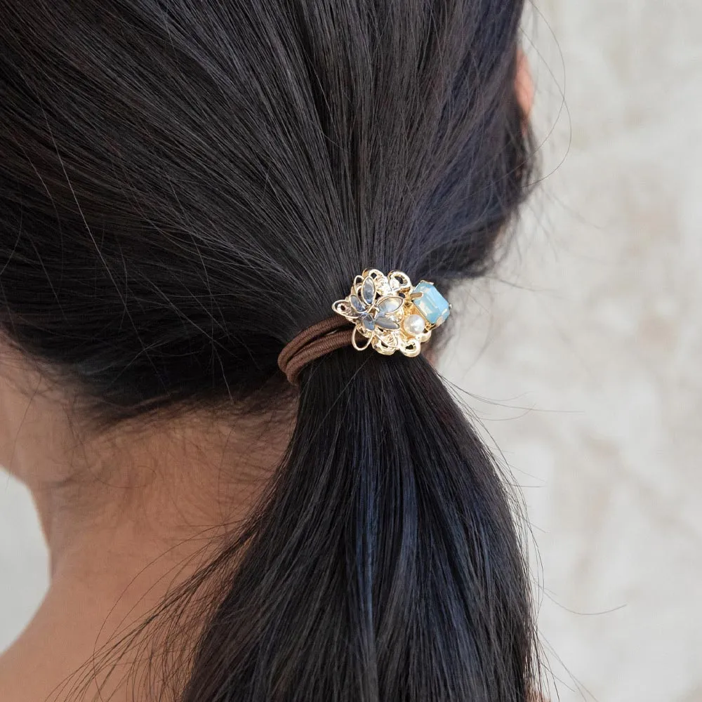 Flower and Stone Hair Tie