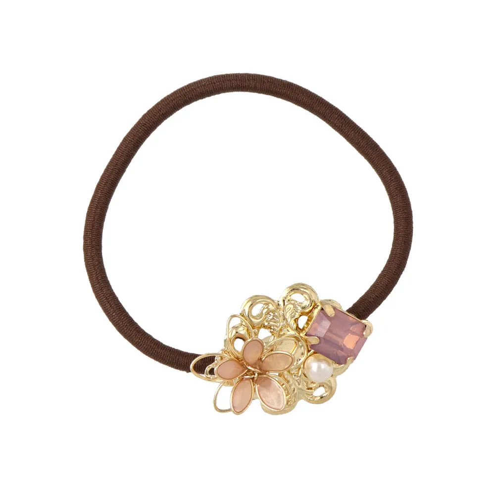 Flower and Stone Hair Tie