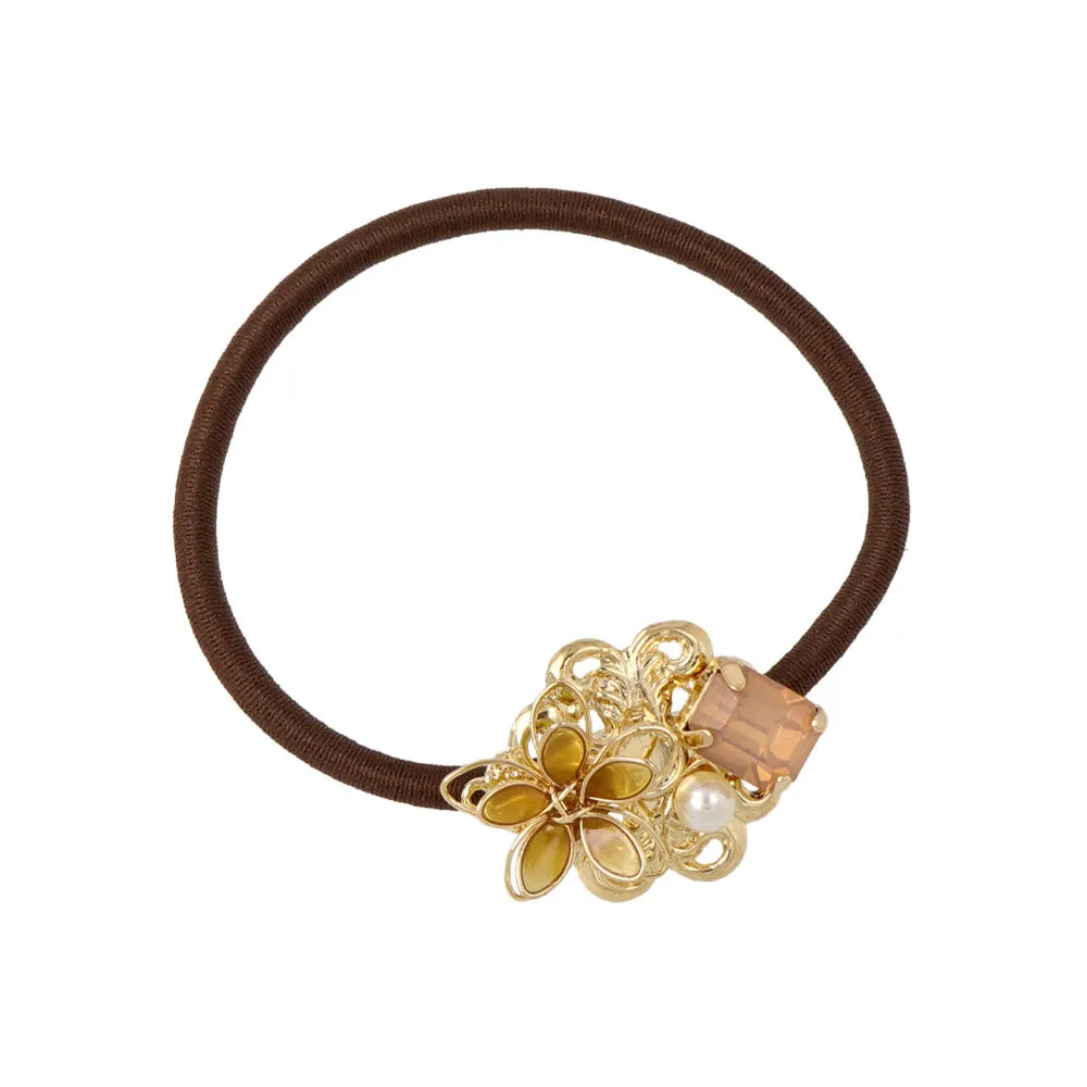 Flower and Stone Hair Tie