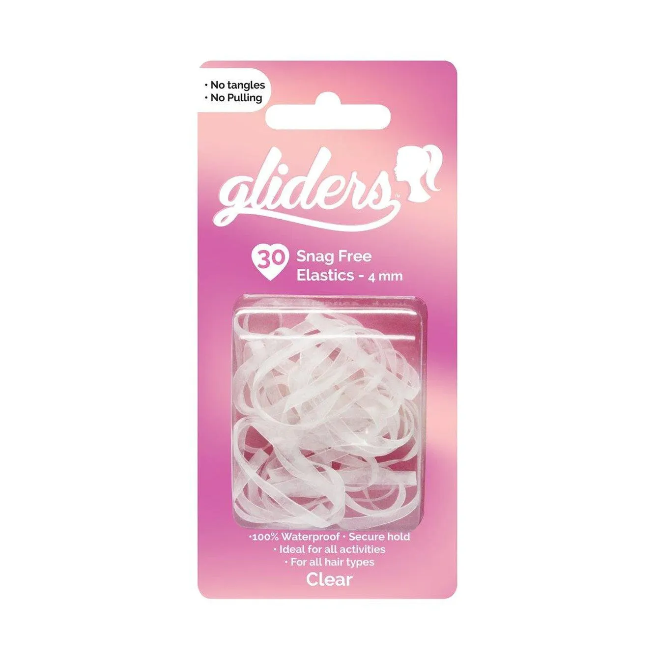 Gliders Snag Free Hair Elastics 4mm 30pc - Black