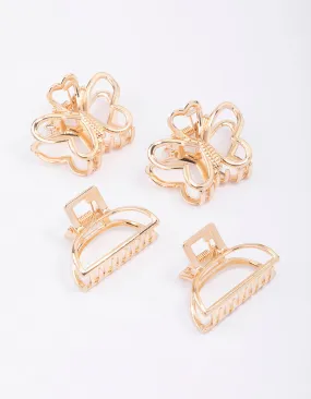 Gold Butterfly Hair Claw Clip 4-Pack