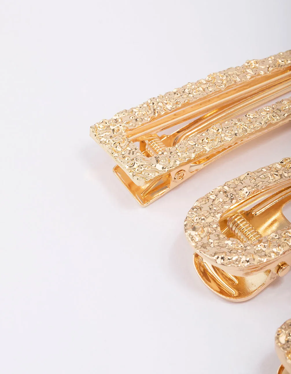 Gold Mixed Molten Hair Clip 3-Pack