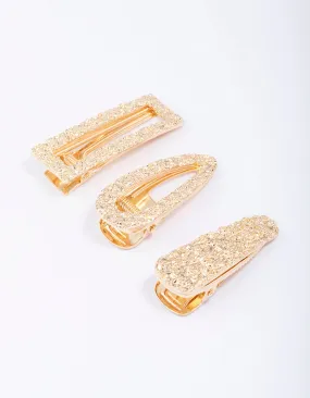 Gold Mixed Molten Hair Clip 3-Pack