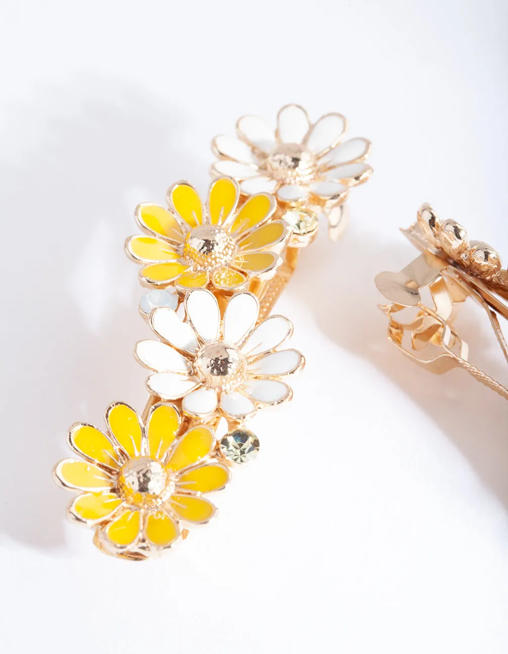 Gold Yellow Daisy Hair Clip Pack