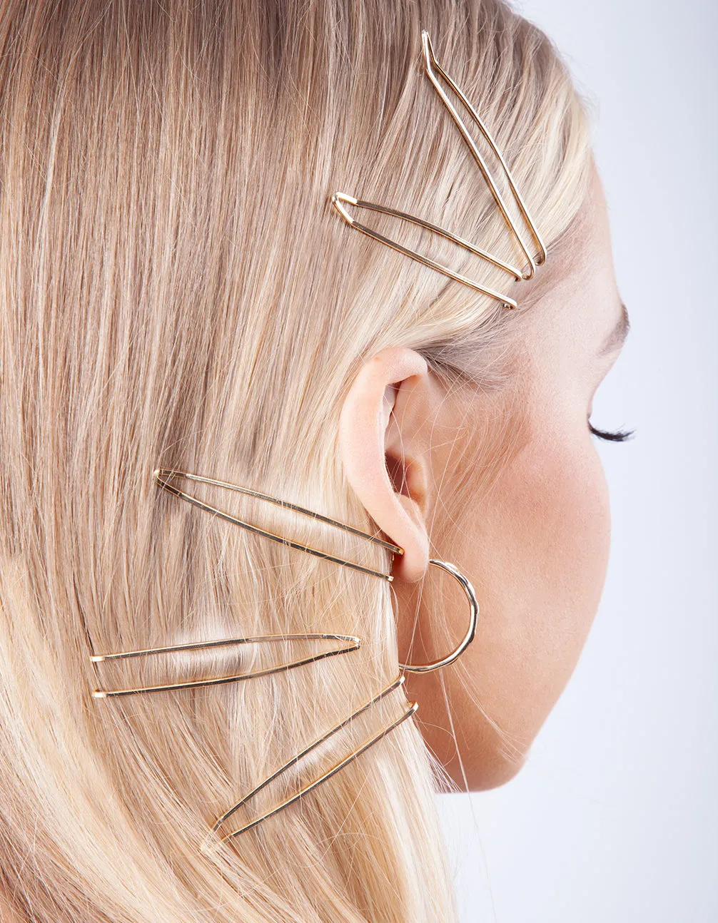 Gold Zig Zag Hair Slide 6-Pack