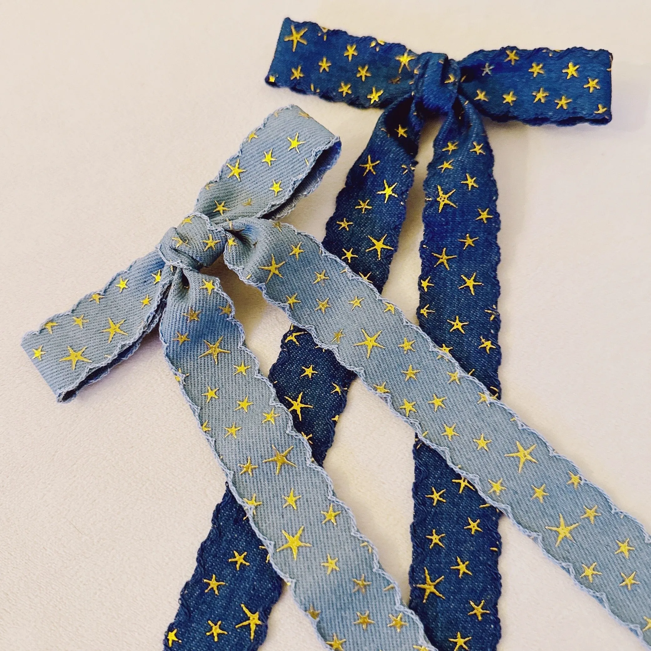 Golden Star Jean Bow Hair Clip Set Of 2