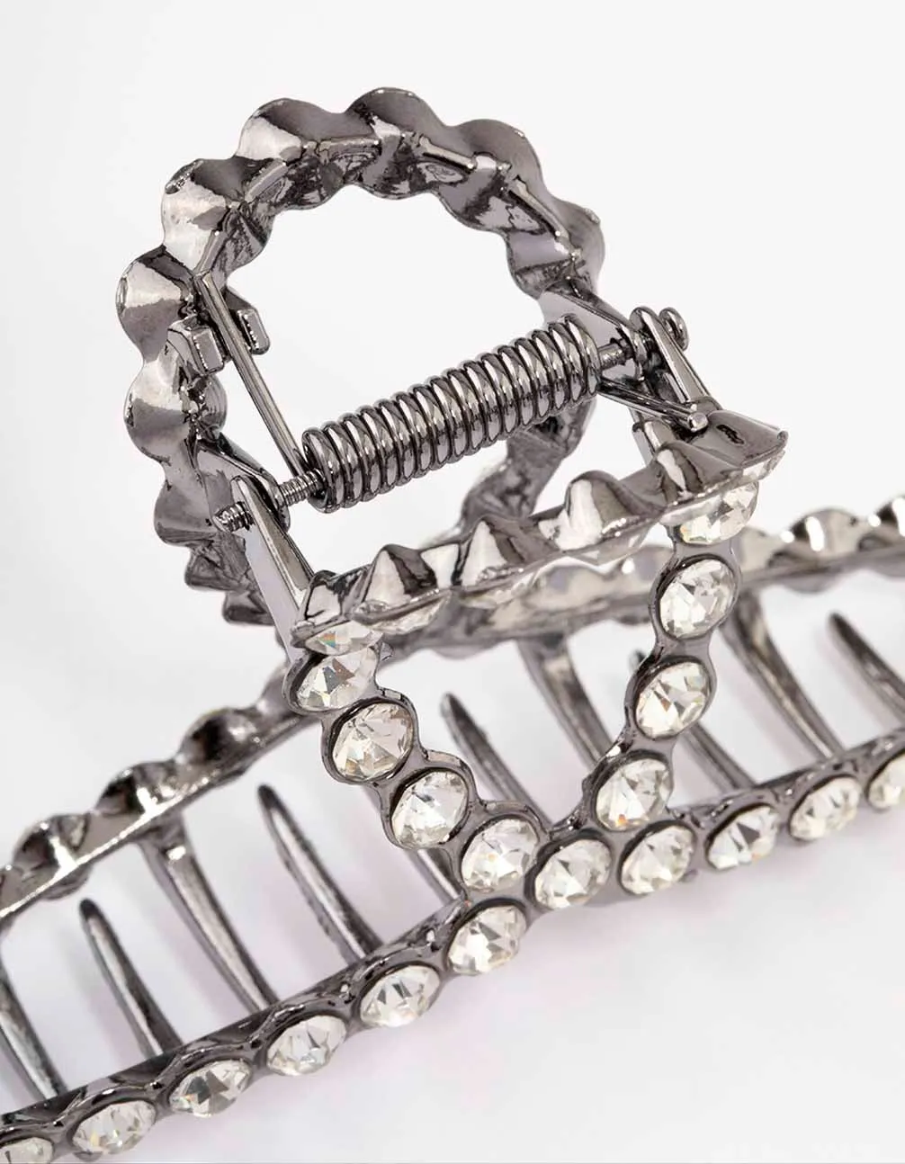 Gunmetal Diamante Twisted Hair Claw Clip