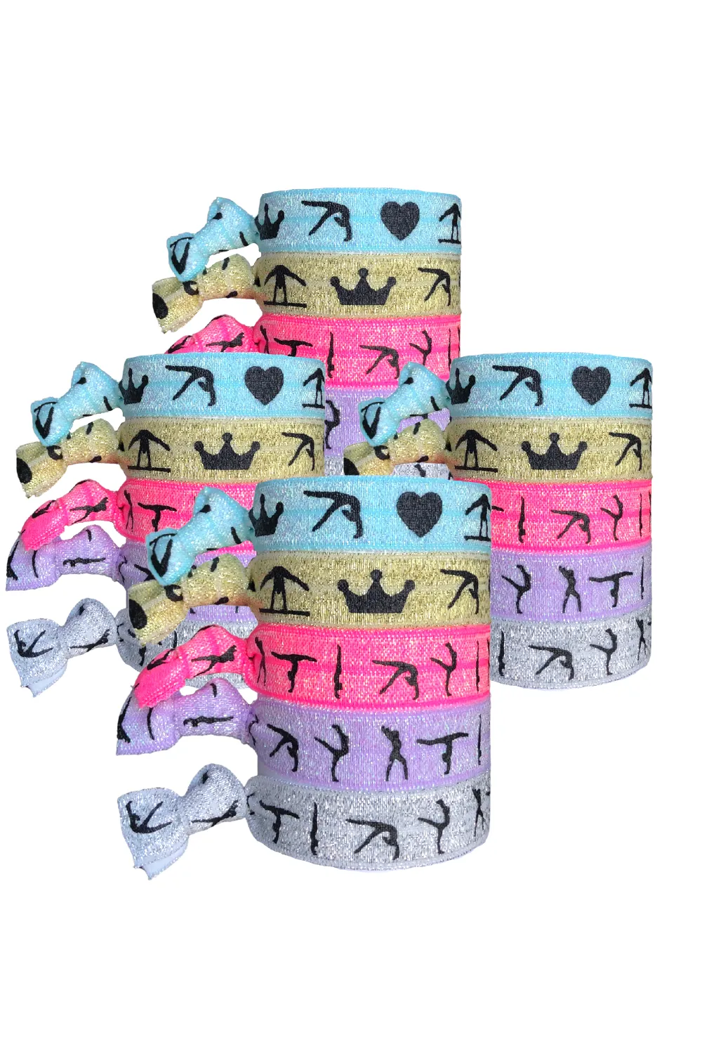 Gymnastics Hair Ties- Glittery No Crease Hair Bands for Girls