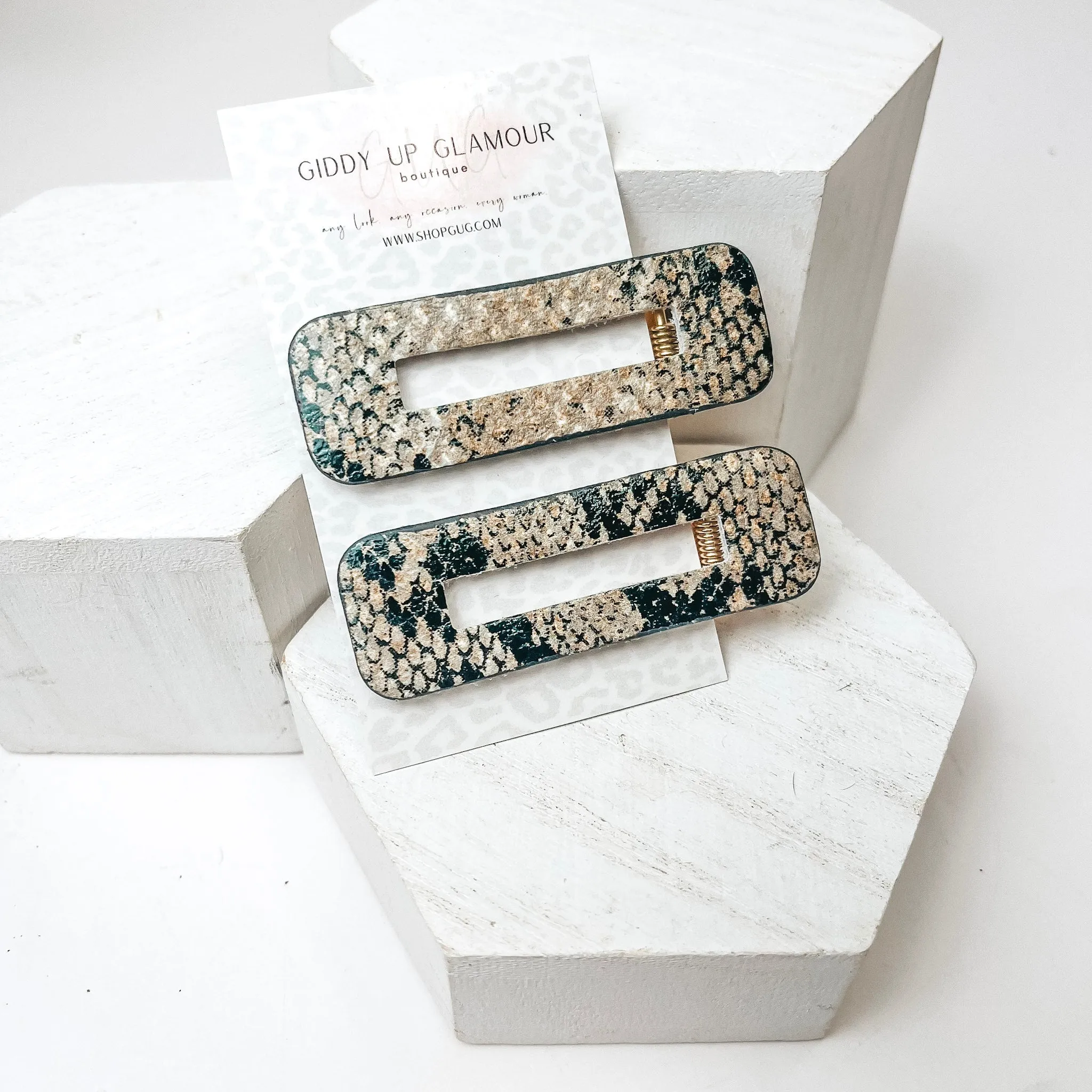 Hair Clip Pair in Snakeskin