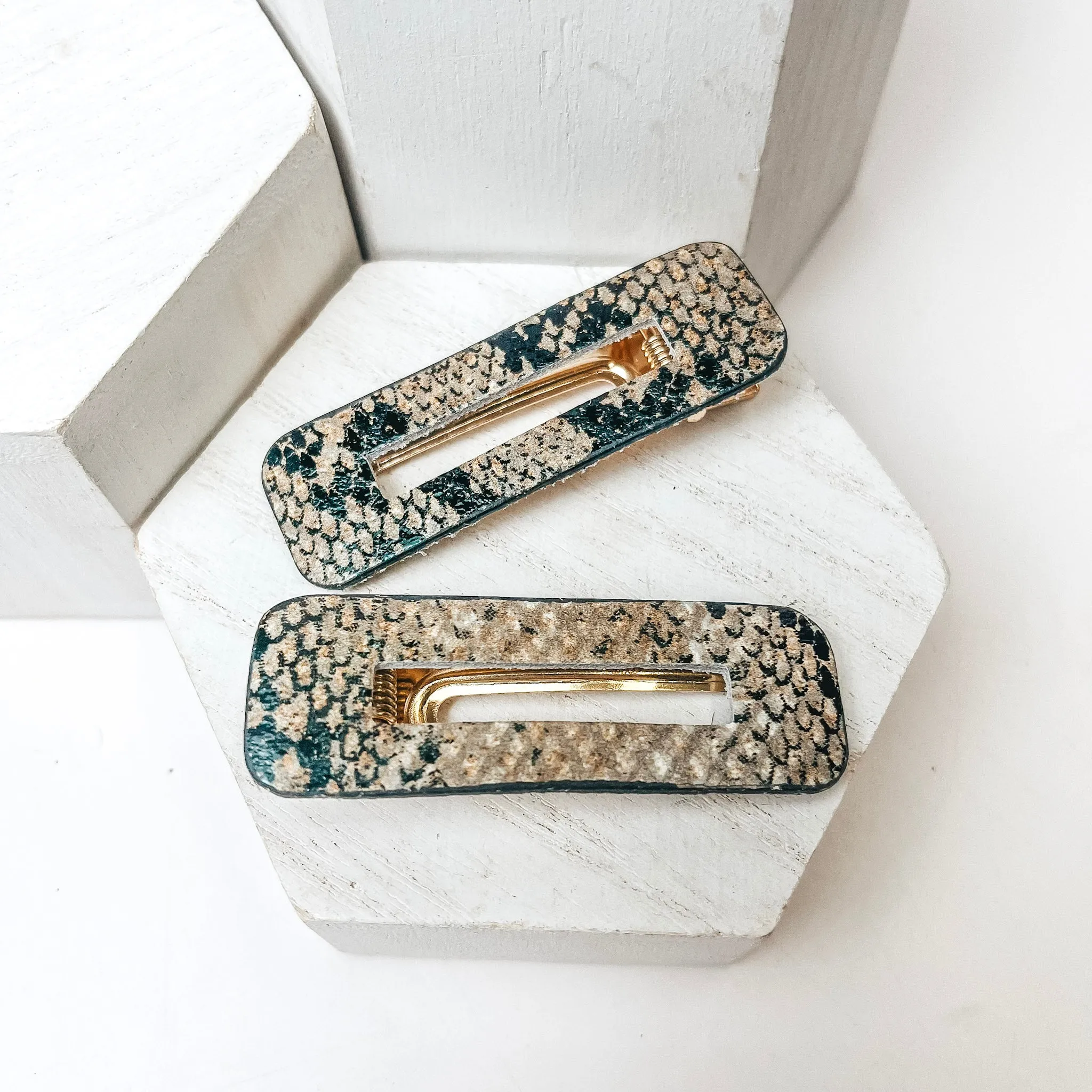 Hair Clip Pair in Snakeskin