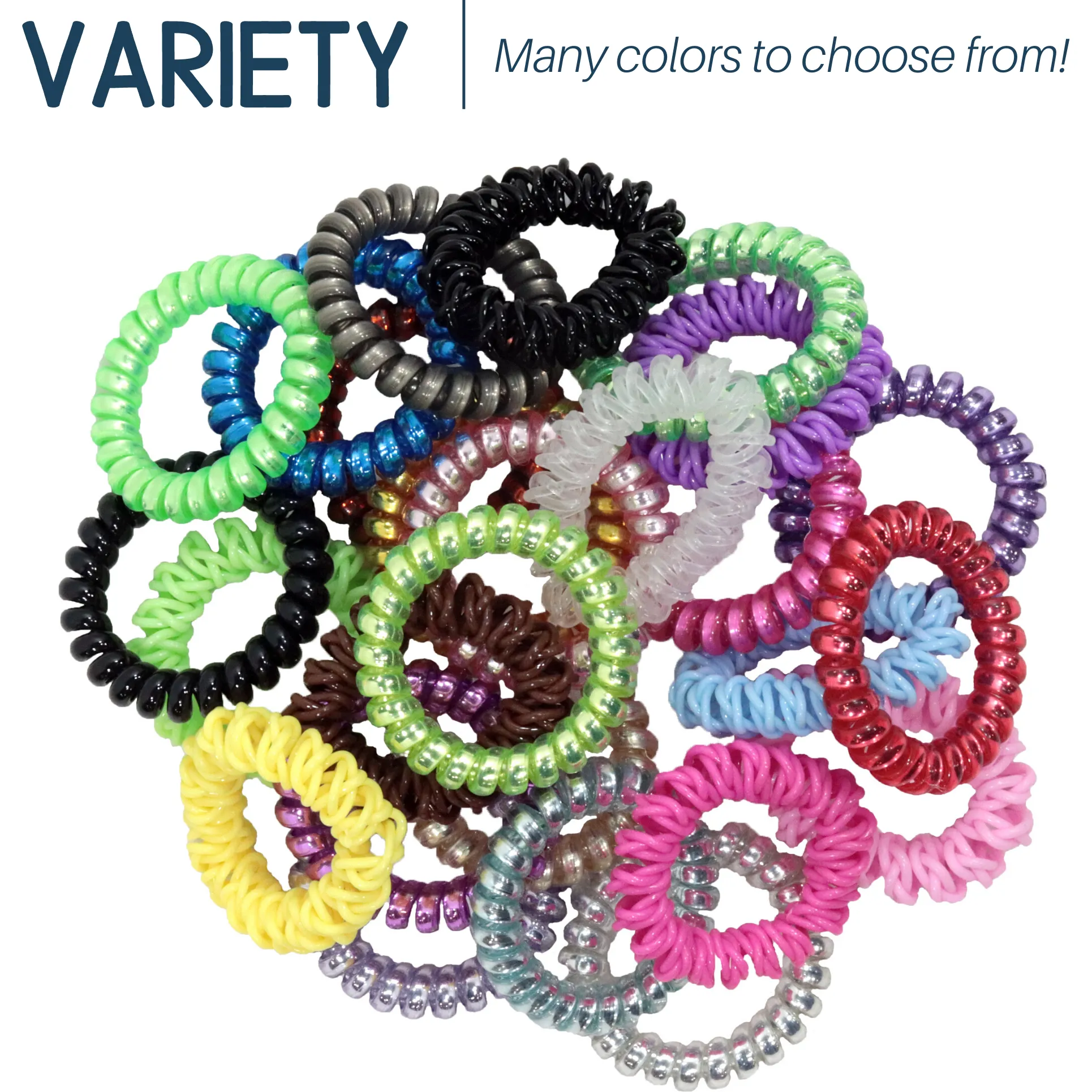 Hair Coils Spiral Coil Scrunchies Hair Ties Pack Plastic Scrunchie Wholesale Ponytail Accessories Scrunchy Elastic Bands for Girls and Women You Pick Colors and Quantities