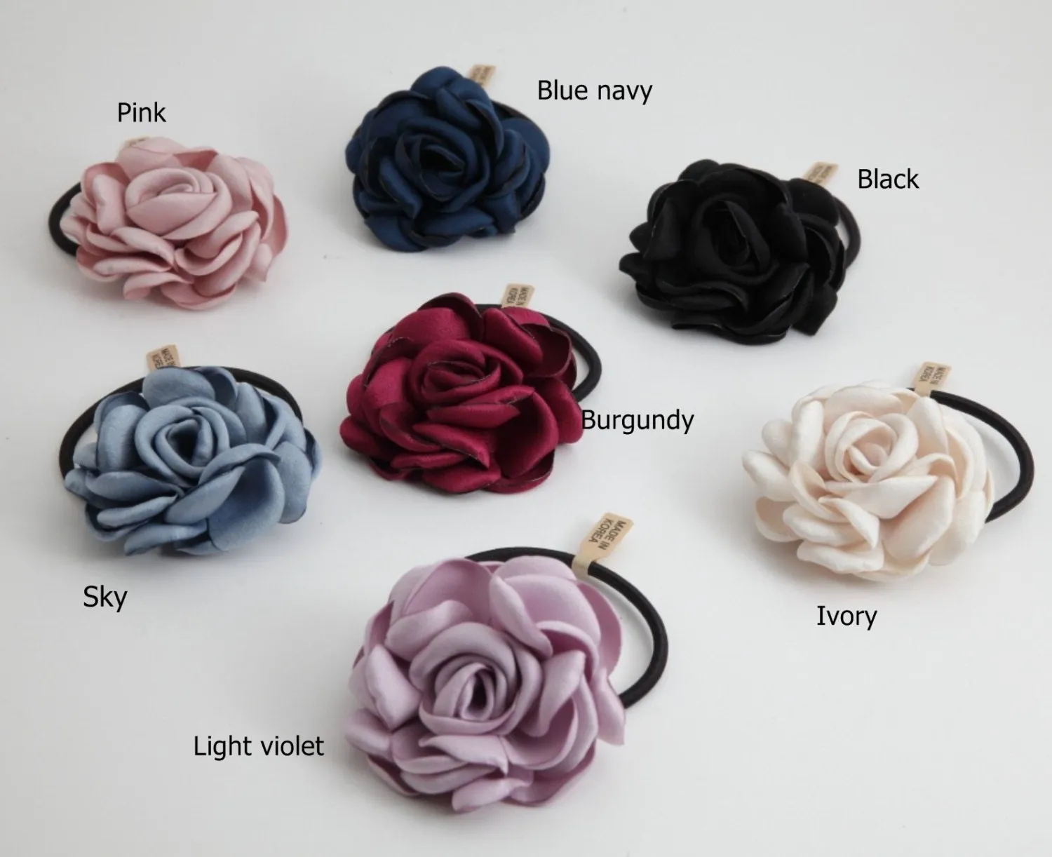 Handmade flower ponytail holder Simple Wild Rose Flower Elastic Ponytail Holder Women Hair Accessories