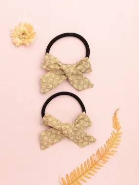 Handmade Tiny Knot Polka Dot Hair Tie Set- Golden