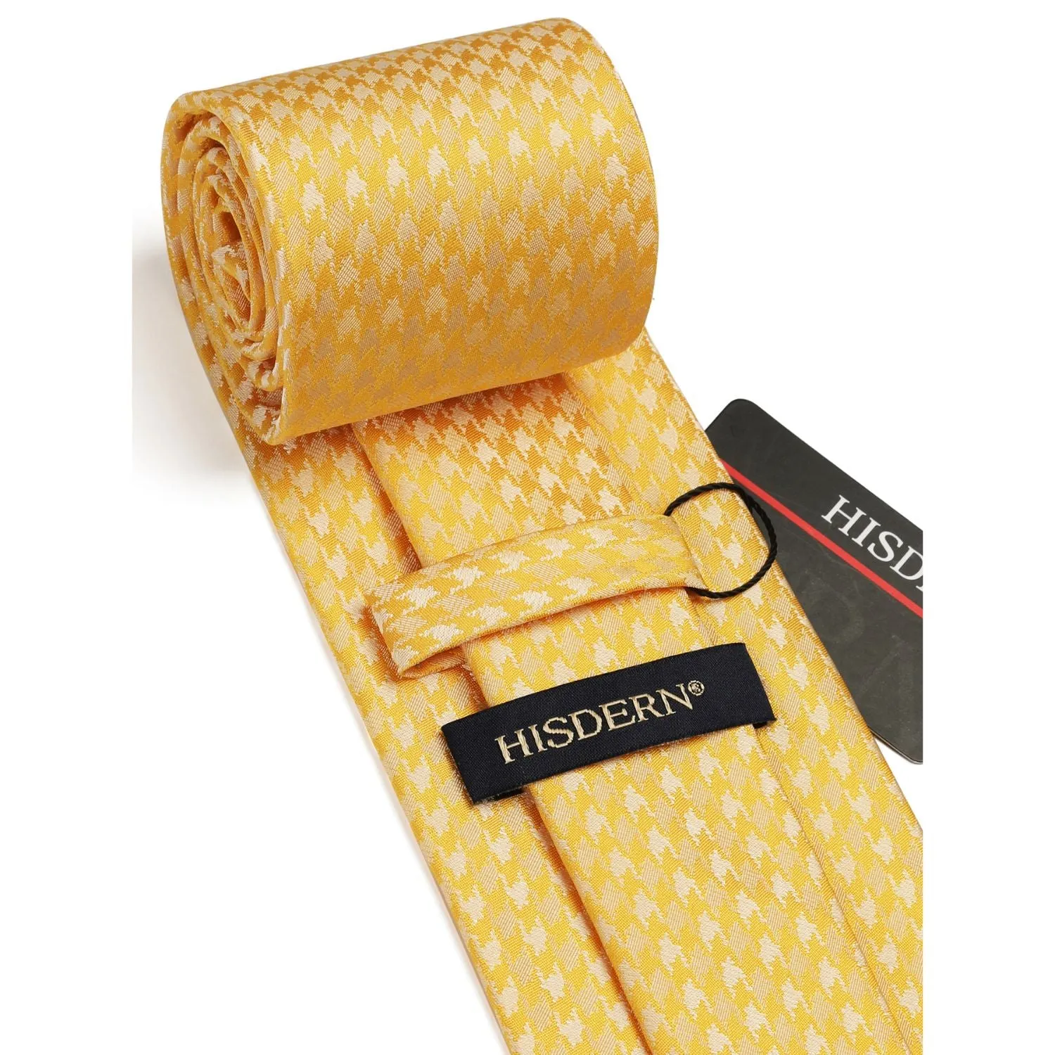 Houndstooth Tie Handkerchief Set - D-02 YELLOW