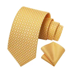 Houndstooth Tie Handkerchief Set - D-02 YELLOW