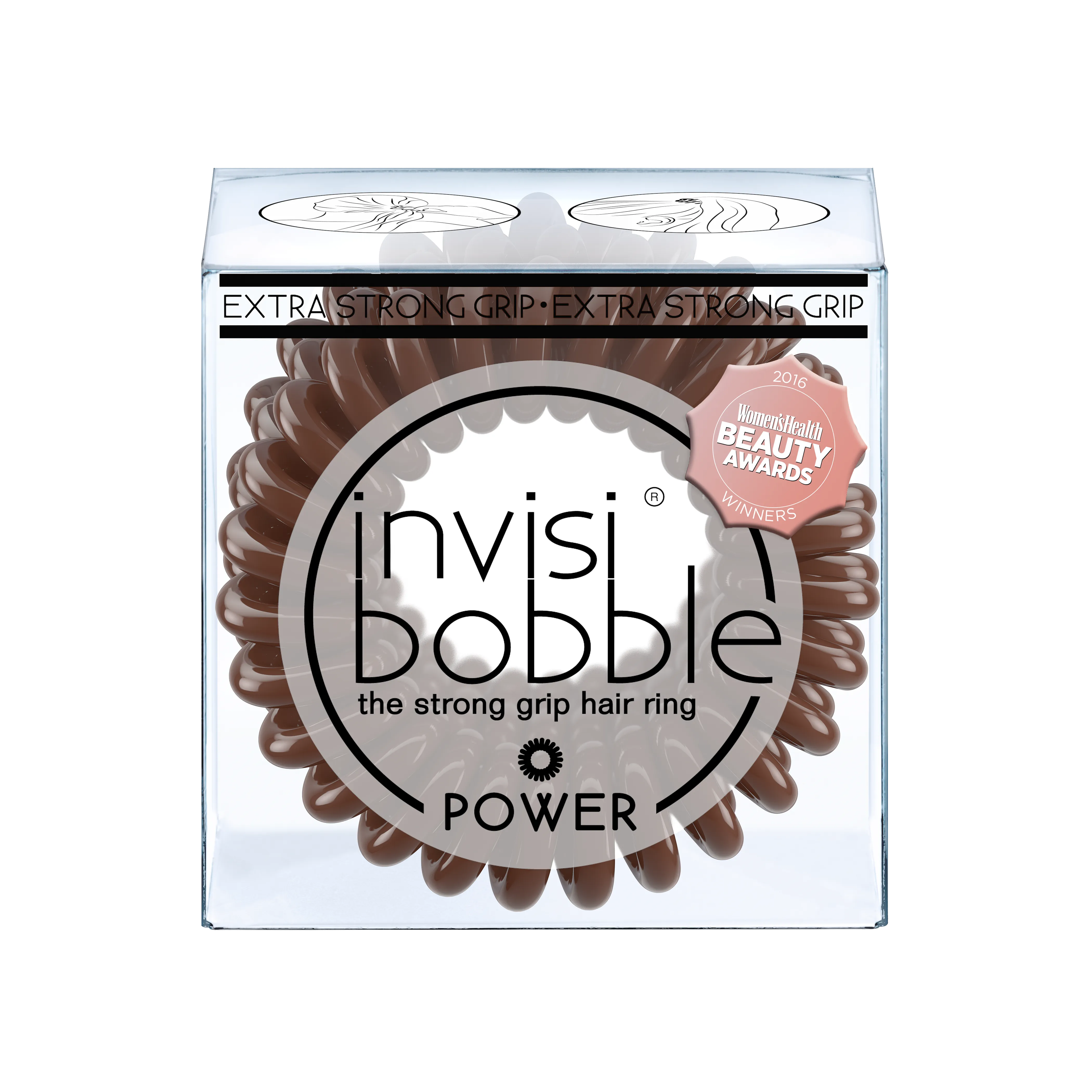 INVISIBOBBLE Power Pretzel Brown Hair Ties, Extra Strong Grip for Think Hair, Hair Accessories for Women - Pack of 3