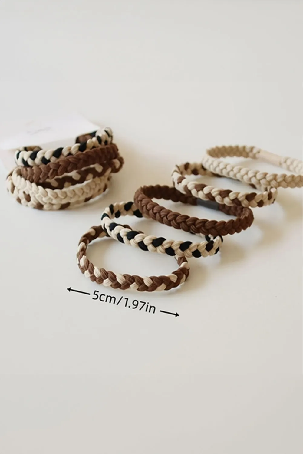 Khaki 5pcs Smile Face Decor Braided Hair Ties