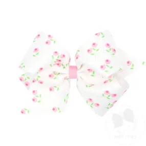 King Rose-patterned Printed Grosgrain Hair Bow