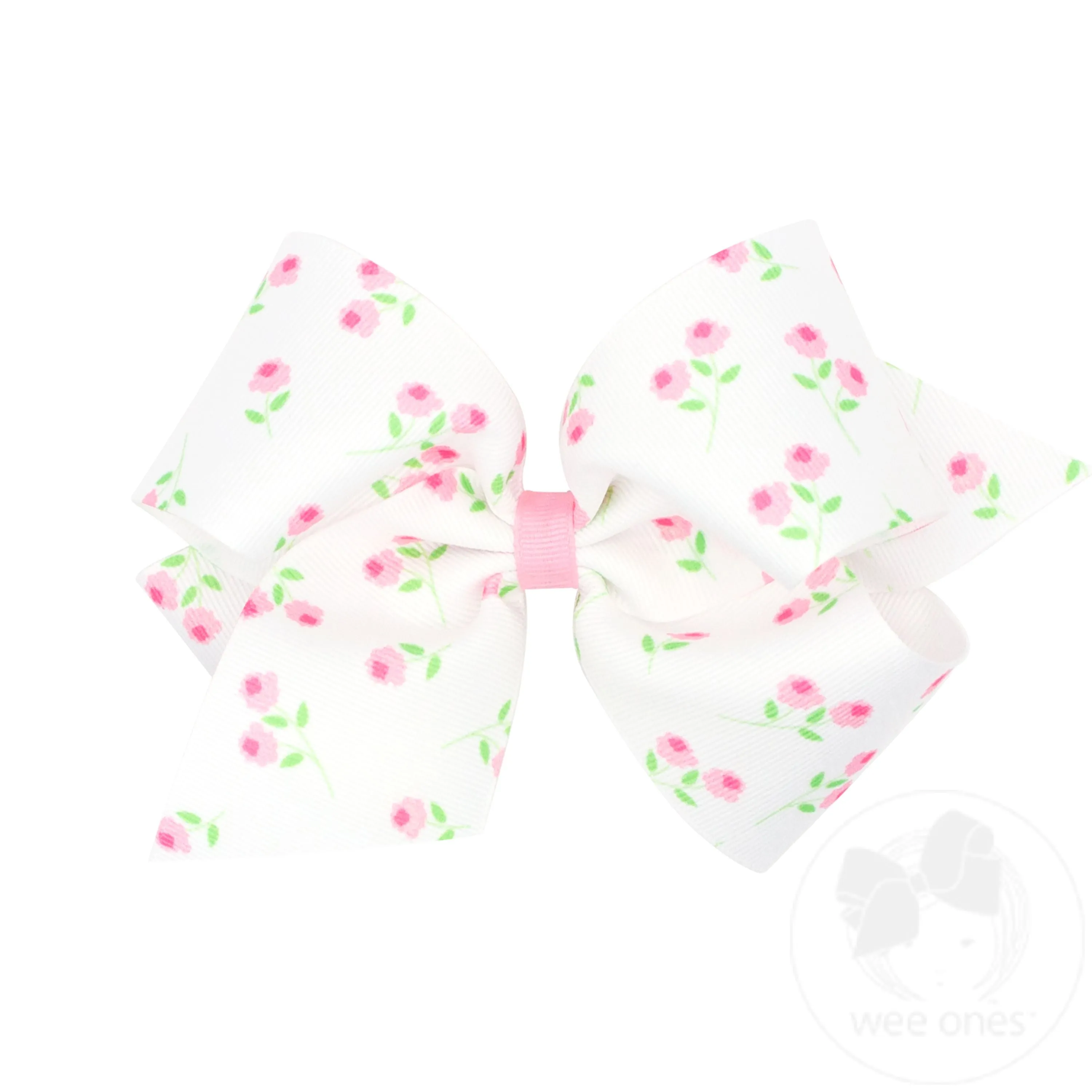 King Rose-patterned Printed Grosgrain Hair Bow