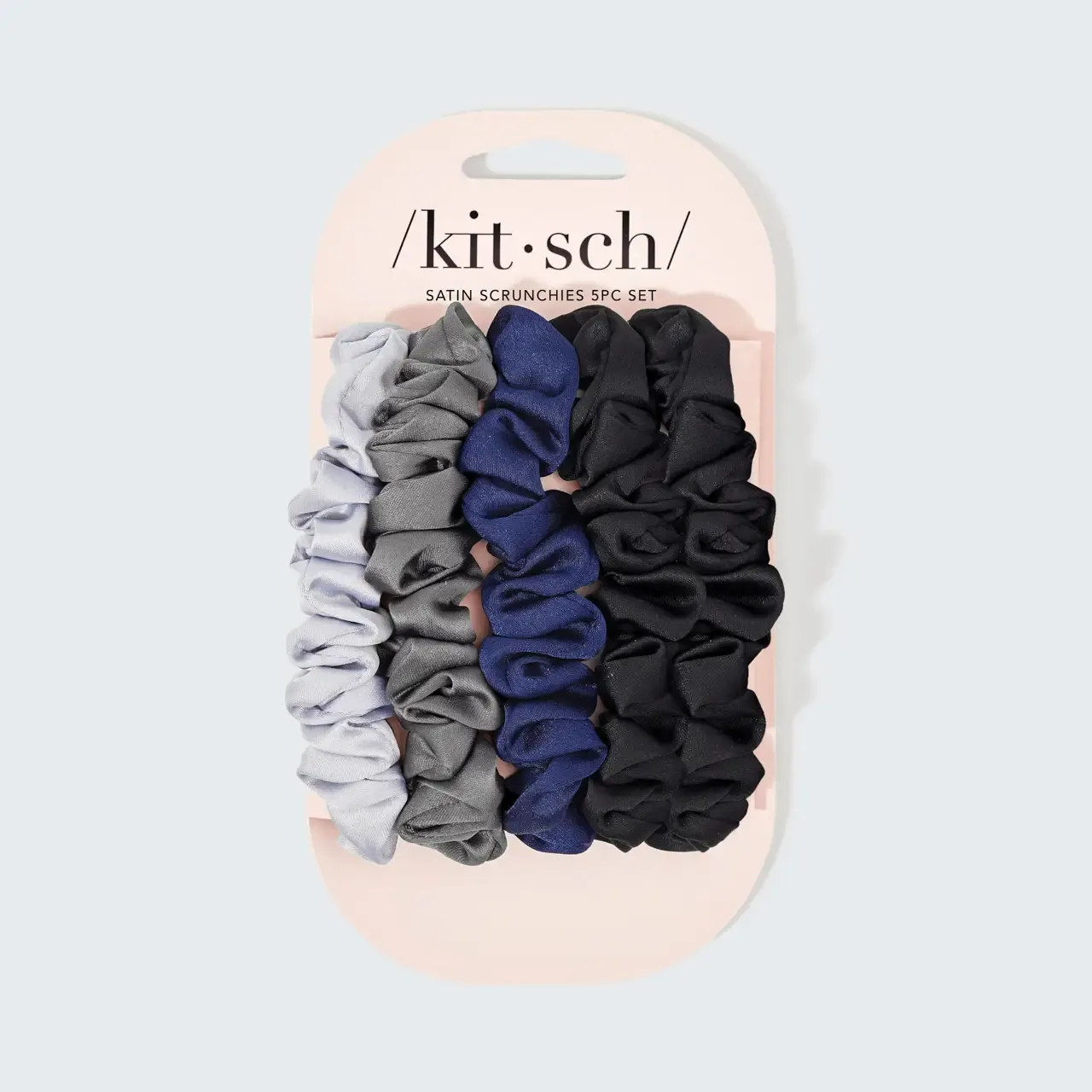 Kitsch Satin Petite Scrunchies 5pc Set- Midnight