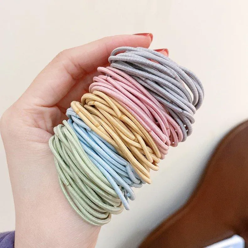 Korean version simple zipper bag Macaron color 100 hair ties AC-000012