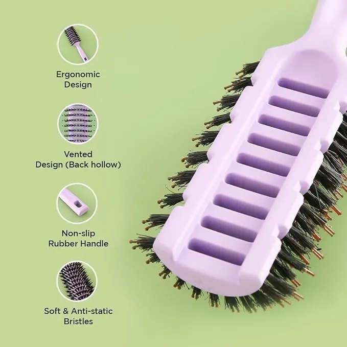 Kuber Industries Hair Brush | Flexible Bristles Brush | Hair Brush with Paddle | Quick Drying Hair Brush | Suitable For All Hair Types | Round Vented Hair Brush | Pack of 3 | C13-X-PURP | Purple