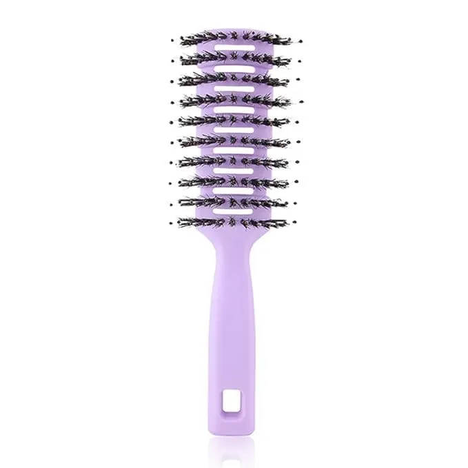 Kuber Industries Hair Brush | Flexible Bristles Brush | Hair Brush with Paddle | Quick Drying Hair Brush | Suitable For All Hair Types | Round Vented Hair Brush | Pack of 3 | C13-X-PURP | Purple