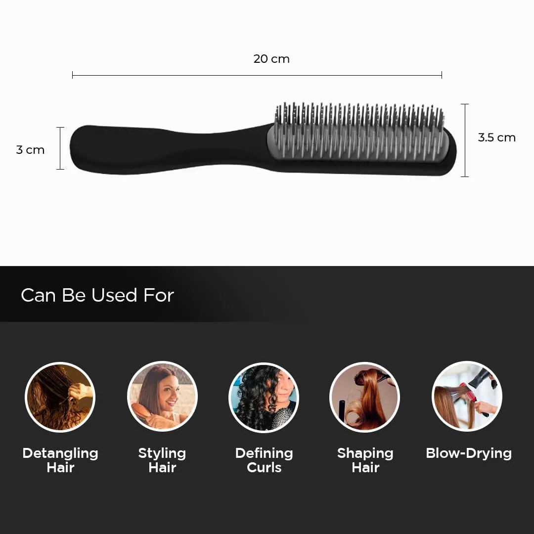 Kuber Industries Hair Brush | Flexible Bristles Brush | Hair Brush with Paddle | Straightens & Detangles Hair Brush | Suitable For All Hair Types | Pack of 4 | C19-BLK-S | Small | Black