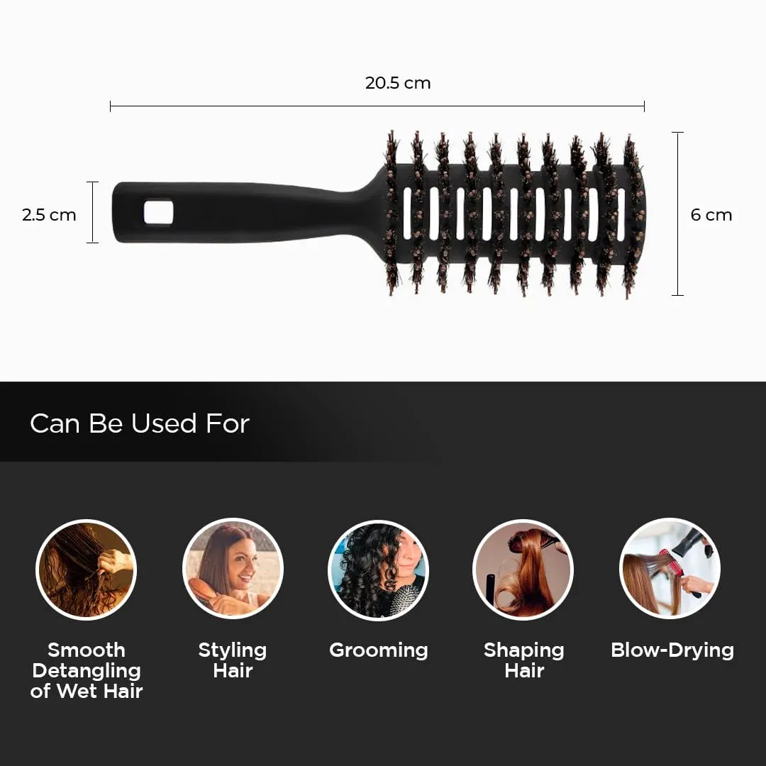 Kuber Industries Hair Brush | Flexible Bristles Brush | Hair Brush with Paddle | Straightens & Detangles Hair Brush | Suitable For All Hair Types | Round Vented | Set of 4 | Black & Blue