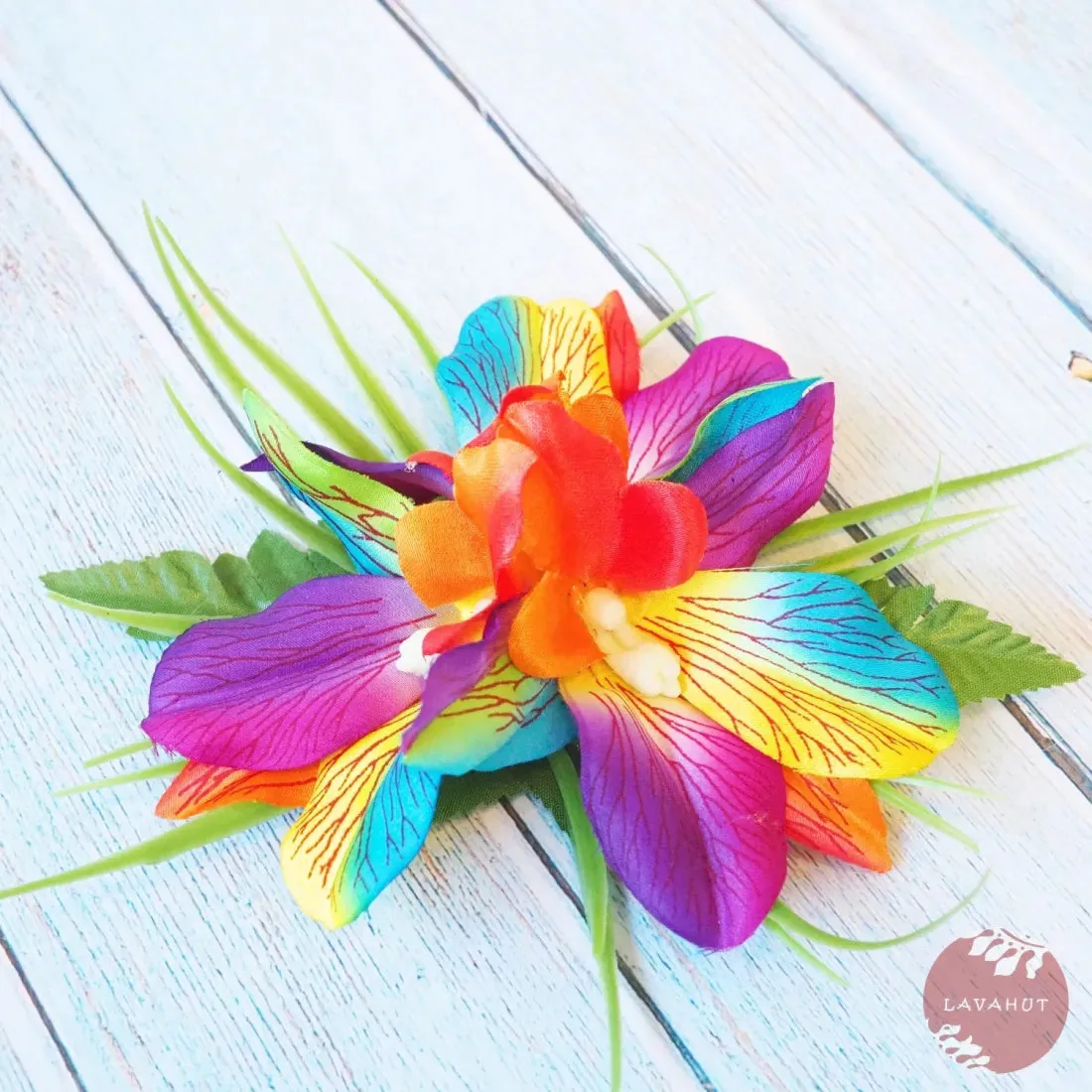 Kula Rainbow Hawaiian Flower Hair Clip