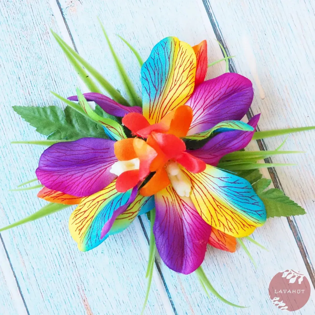 Kula Rainbow Hawaiian Flower Hair Clip