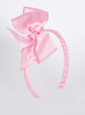 Large Double Bow Alice Band in Pale Pink