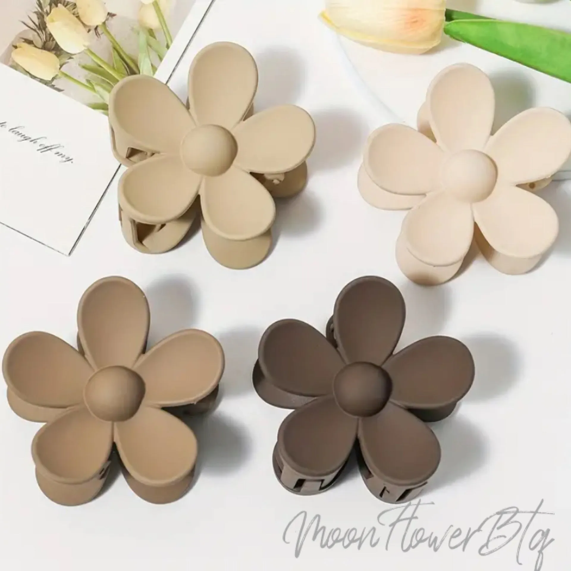 Large Flower Hair Clip Set - 4pcs