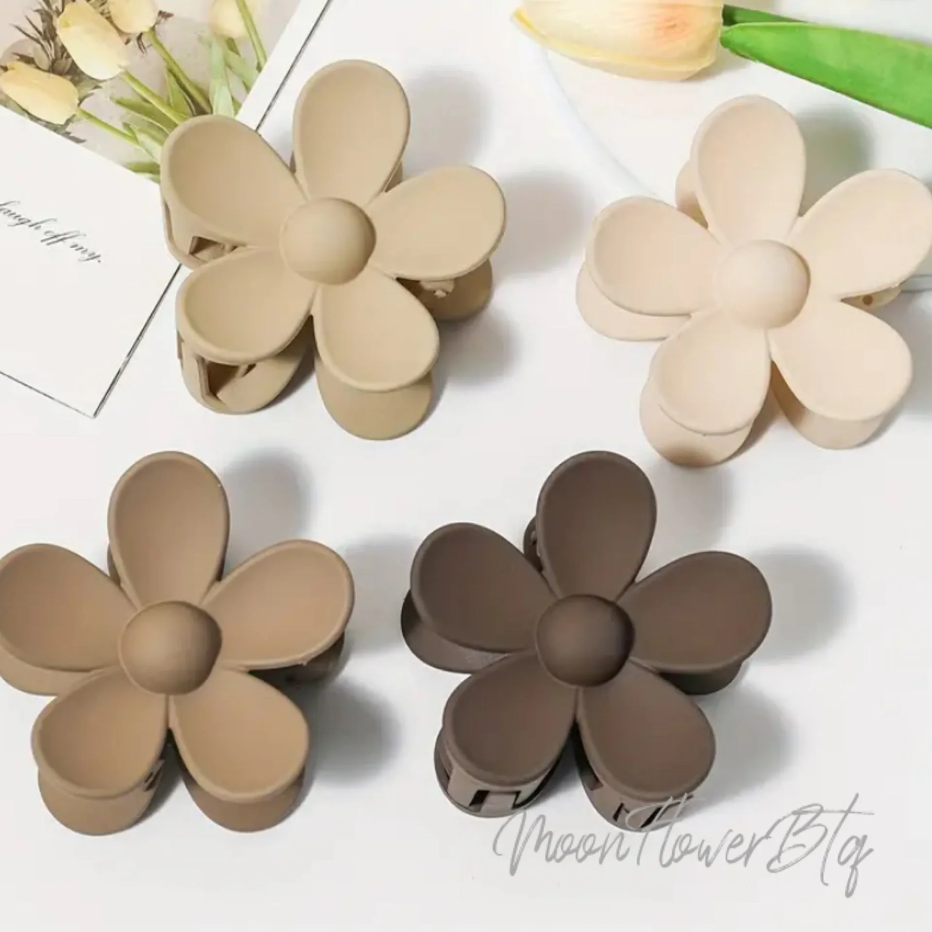 Large Flower Hair Clip Set - 4pcs