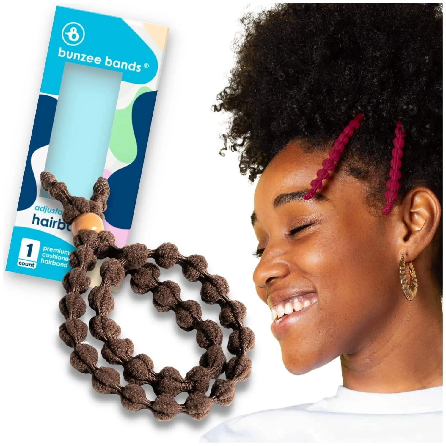 Large Hair Band for Thick Curly Hair Black 2Pk