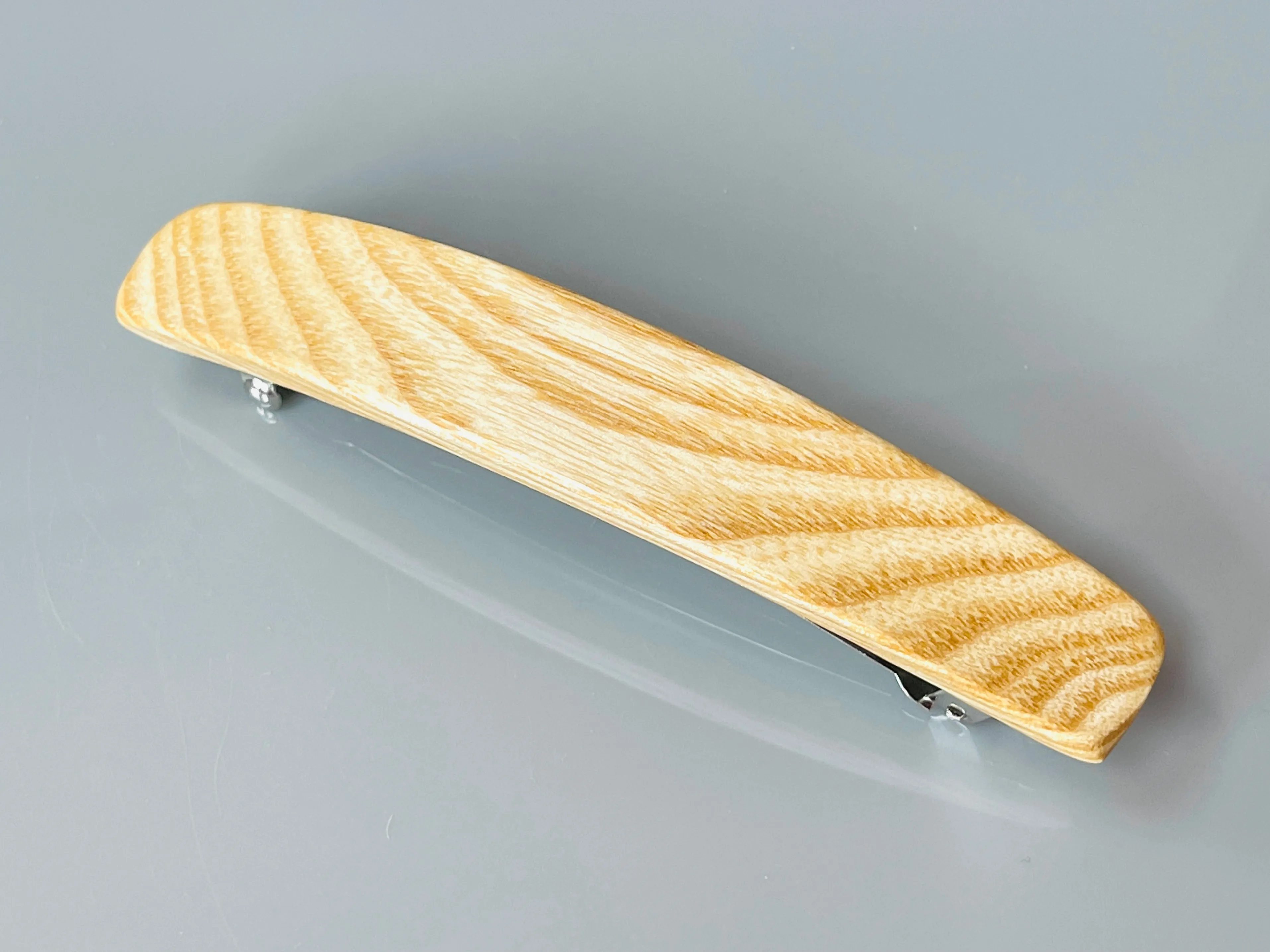 Large White Ash wood barrette, Light wood hair clip