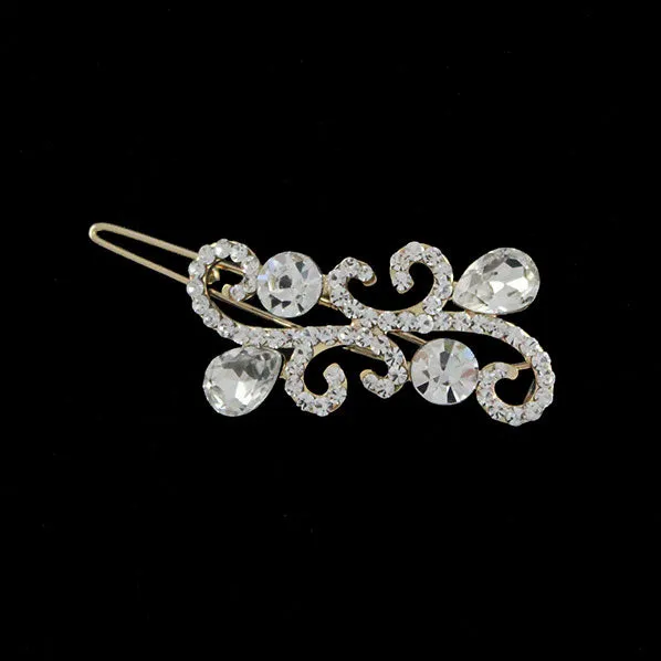 LUX Clear Swarovski Rhinestone Propitious Cloud Gold Finish Hair Clip