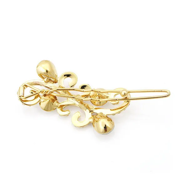 LUX Clear Swarovski Rhinestone Propitious Cloud Gold Finish Hair Clip