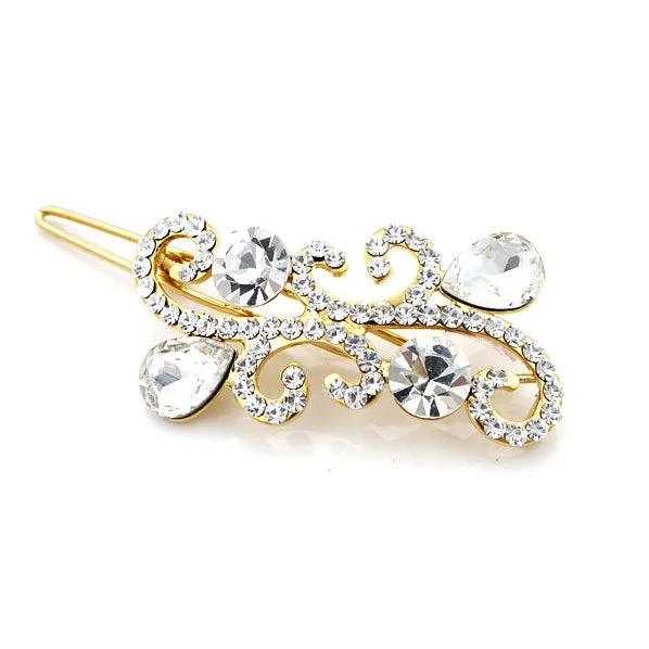 LUX Clear Swarovski Rhinestone Propitious Cloud Gold Finish Hair Clip