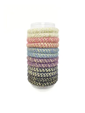 Lux Metallic Braided Elastic Hair Ties - Plush Knitted Bands (12-Pack)