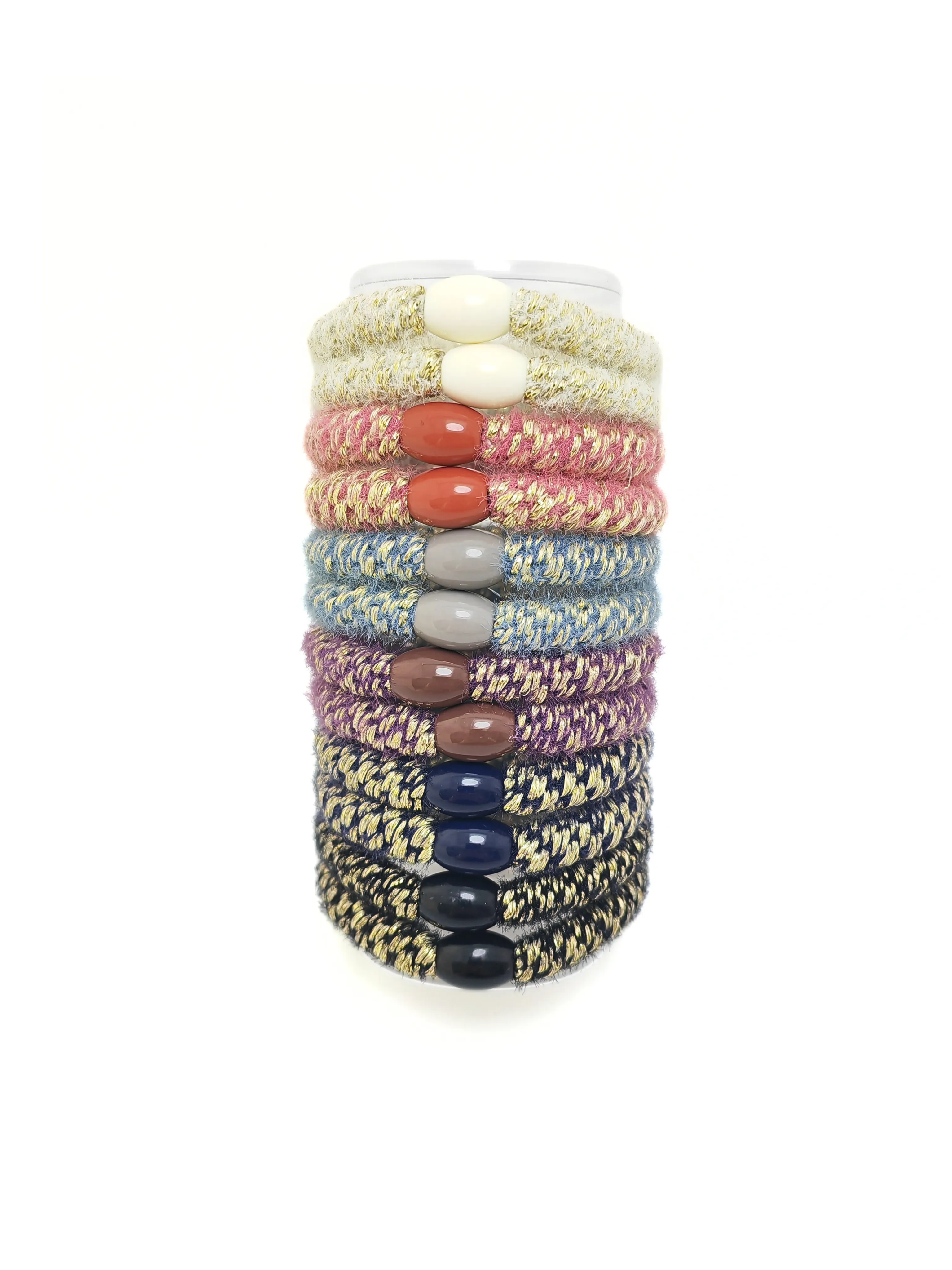 Lux Metallic Braided Elastic Hair Ties - Plush Knitted Bands (12-Pack)