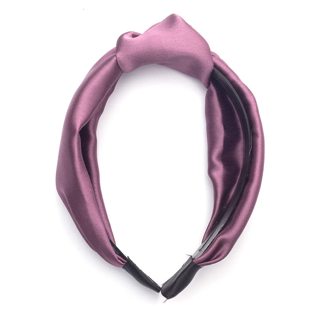 Luxurious Purple Satin Hairband, Adorned With A Stylish Top Knot, Ideal For A Sophisticated Look.