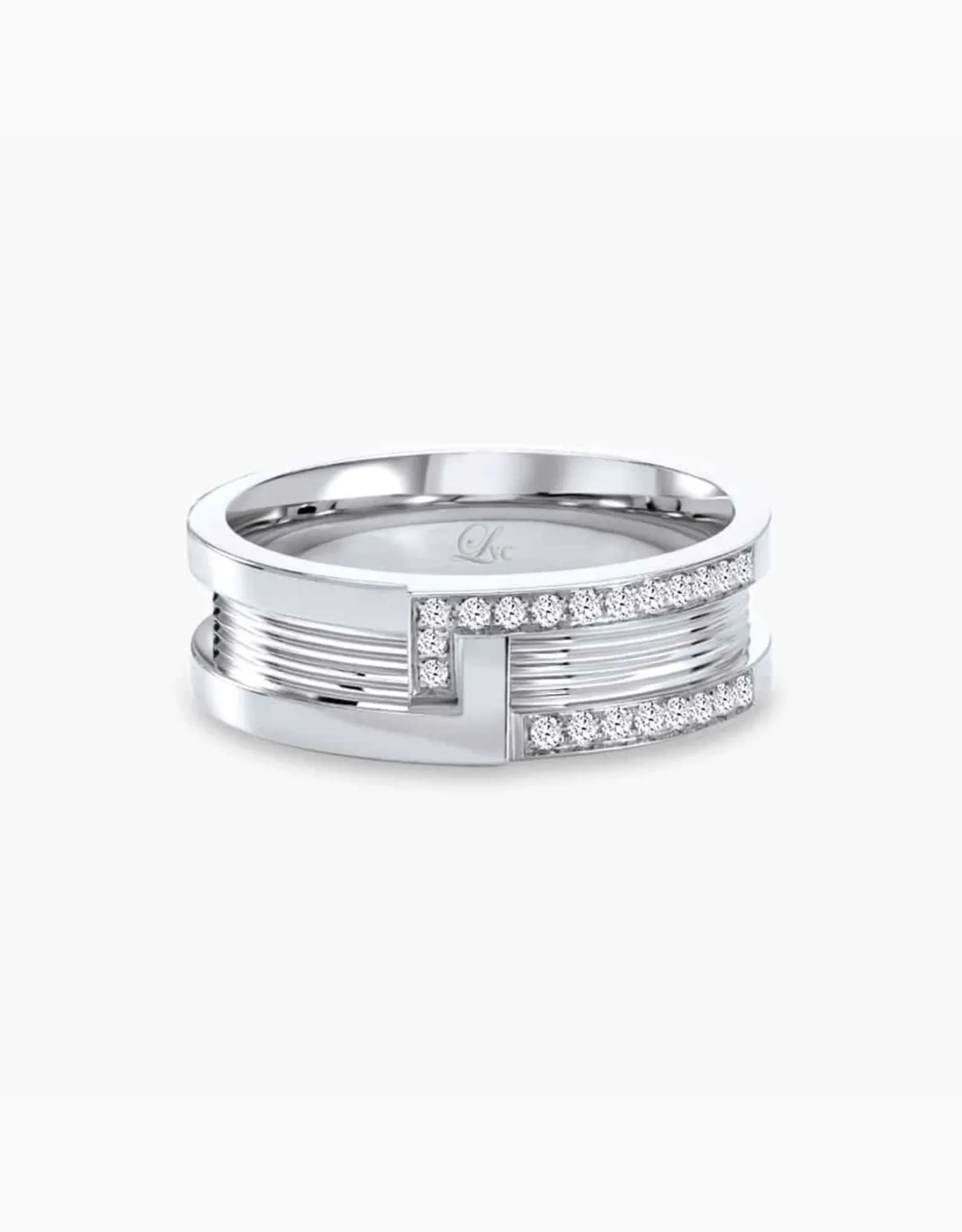 LVC Promise Interlocking Wedding Band with Diamonds