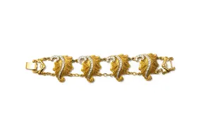 McCLELLAND BARCLAY Gold Plated Acanthus Leaf and Rhinestone Bracelet