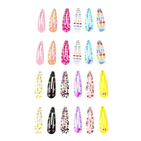 Melbees by Yellow Chimes Hair Clips for Girls Kids Hair Clip Hair Accessories for Girls Baby's 24 Pcs Printed Multicolor Snap Hair Clips Tic Tac Clips Hairclips for kids Baby Teens & Toddlers