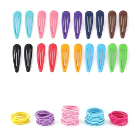 Melbees by Yellow Chimes Hair Clips for Girls Kids Hair Clip Hair Accessories for Girls Baby's Multicolor 20 Pcs Snap Hair Clips With 50 Pcs Rubber Bands Set for Kids Tic Tac Clips Hairclips for Baby Teens Toddlers